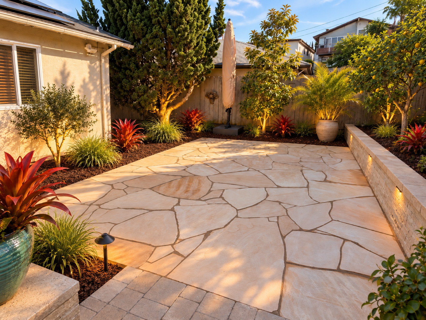 Flagstone Patio & Tropical Beds in Point Loma, San Diego